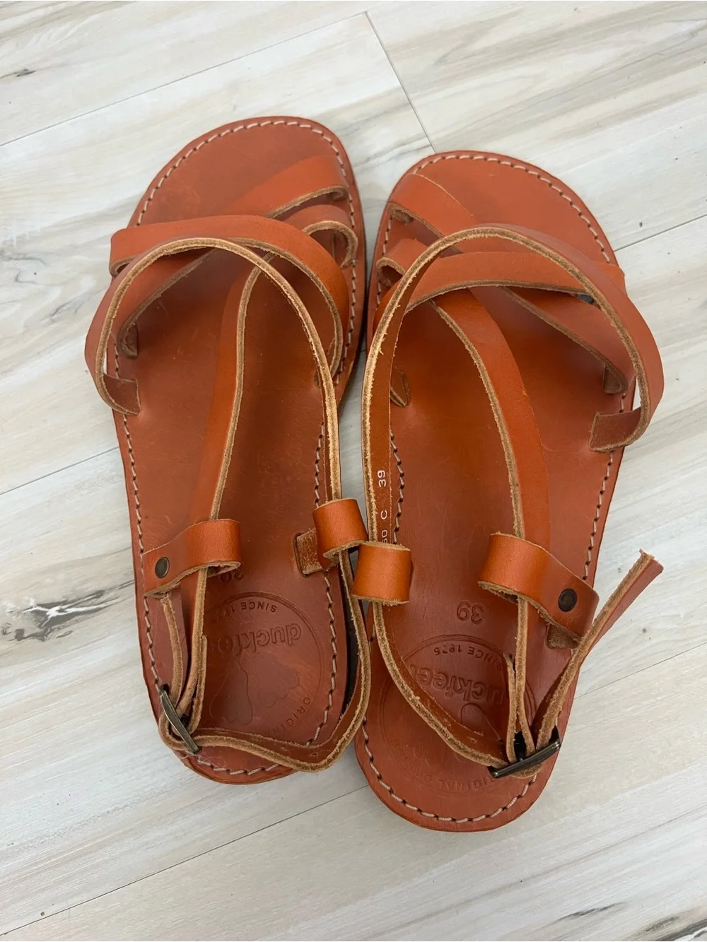 Duckfeet Orange Leather Strappy Sandals